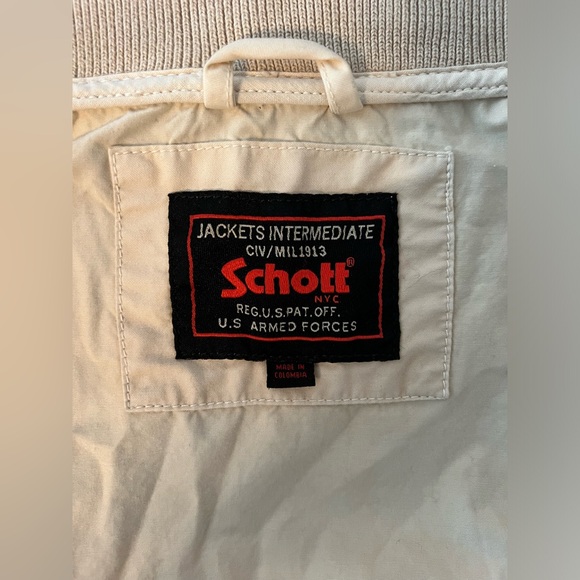 Schott jacket Collegiate military bomber army khaki denim factory mens medium M - Picture 3 of 8